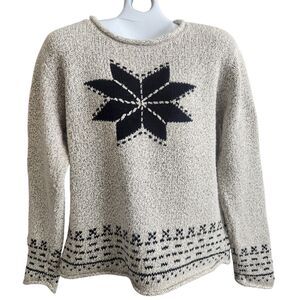 VTG C&B Coastal Grandma XL Gray Ramie Sweater Hand Embroidered Scandi Beach Y2K